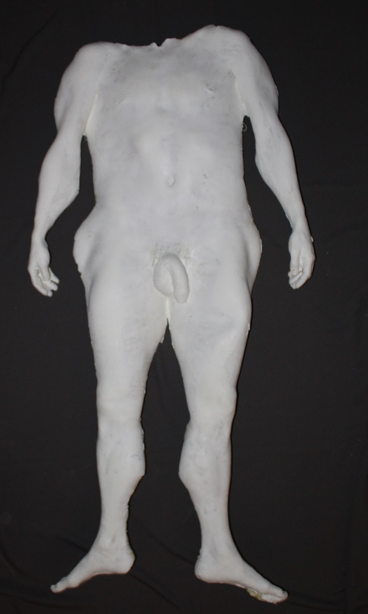 white plastic headless male head-to-toe
