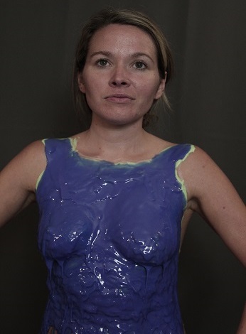 model breasts with layer 2 of silicone