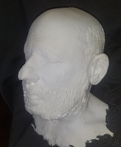 white plastic bearded male head lifecast
