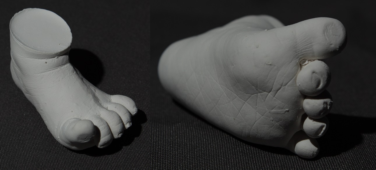 White Plaster casting of Infant's Foot