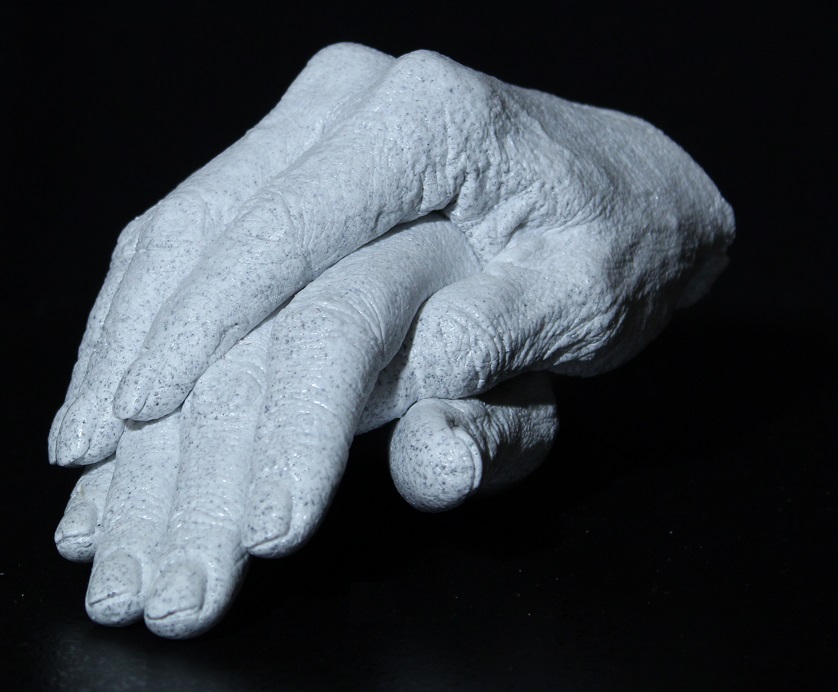 plastic casting of Mother Daughter hands with Grey Stone Dust