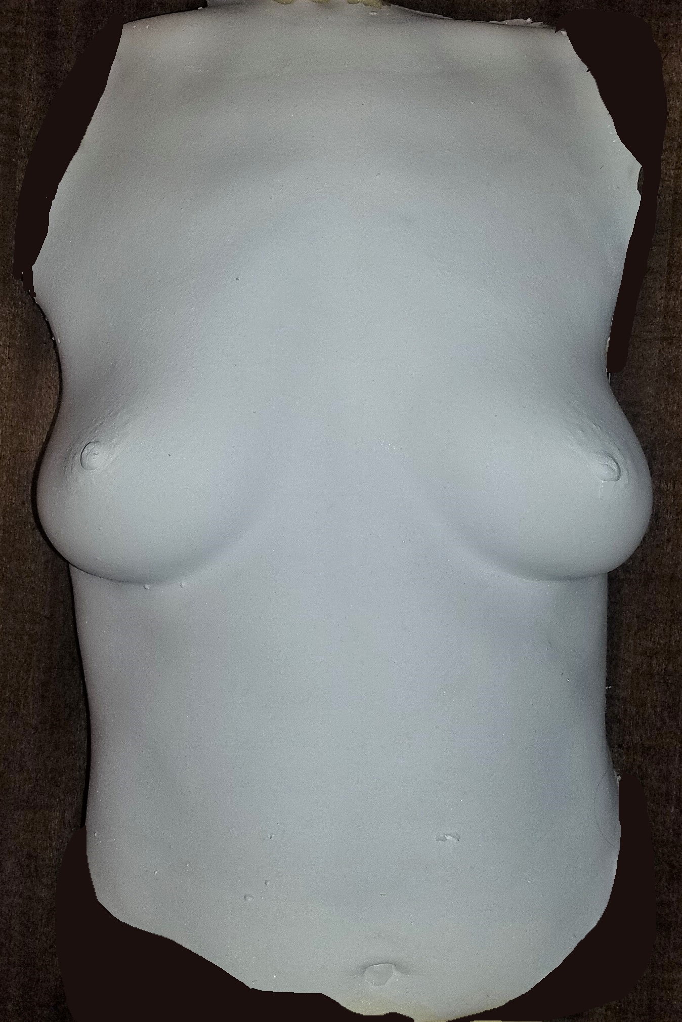 white plastic female chest B-cup life cast